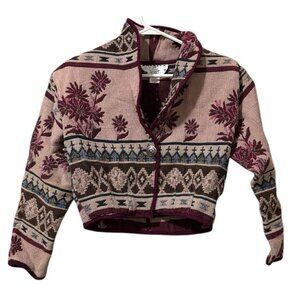 Crazy Cowgirl Women S Open Front Crop Tapestry Jacket Western Cowgirl Floral‎